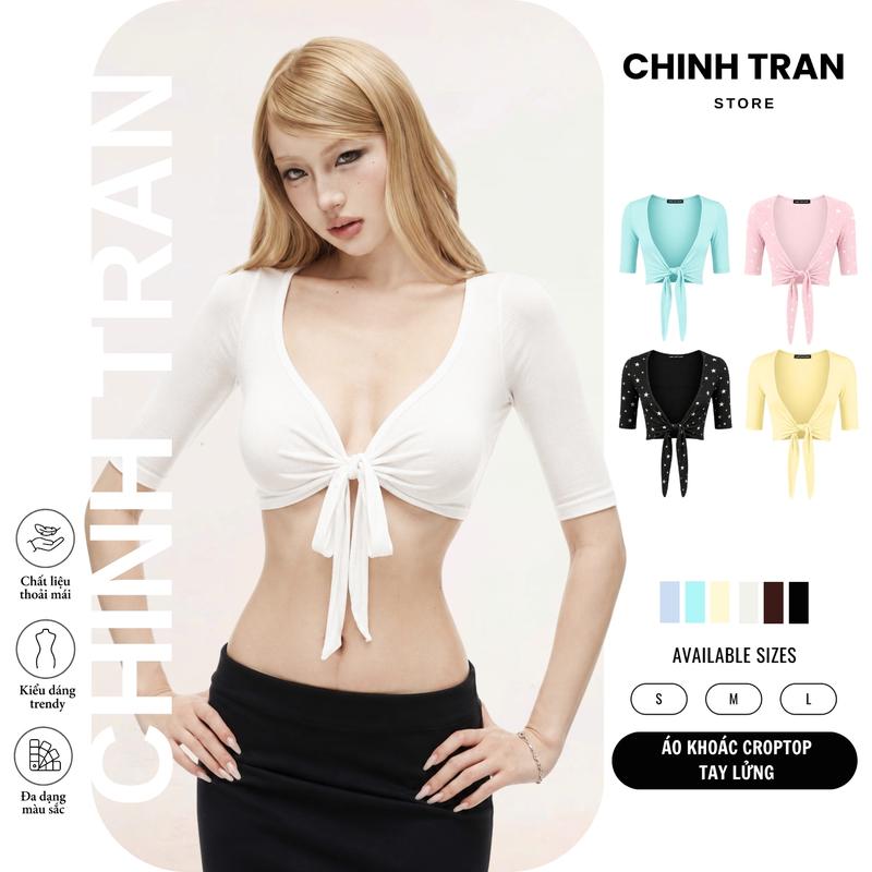 [MÀU MỚI] Áo Khoác Buộc Dây Tay Lửng Ôm Body Chất Thun Co Giãn - CHINH TRẦN STORE