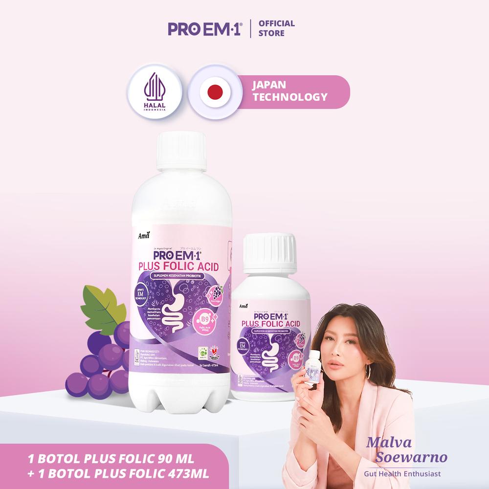 [Terbatas!] PRO EM1 Paket 1 Botol Plus Folic Acid 473ml & 1 Botol Plus Folic Acid 90ml