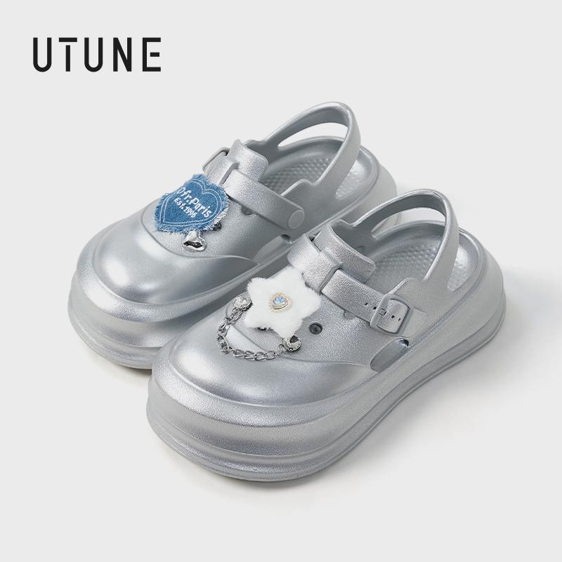 UTUNE Giày Mary Jane Dép Nữ Đế Dày Dép Ngoài Trời Thanh Lịch Và Thời Trang Đẹp Mắt Thoải Mái Và Mềm Mại Không Trơn Trượt Có Miếng Dán