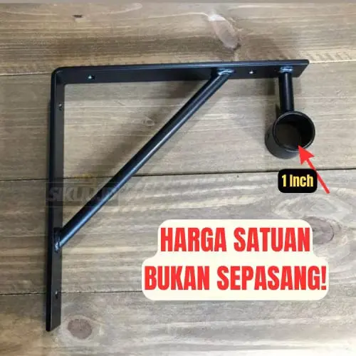 PROMO SIKU UNTUK LIVESTRIMING / Rak besi siku ambalan penyangga gantungan baju diameter lubang 1 1/4 inci Anti Karat Dinding 0