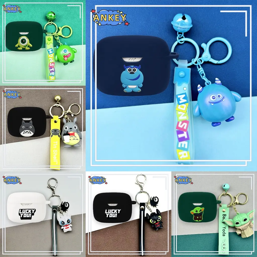 for JBL Wave Beam Wave 200TWS Vibe 200 Case Earphone Silicone W200 Cute Monster Earbuds Soft Protective Headphone Cover Headset Skin with Pendant