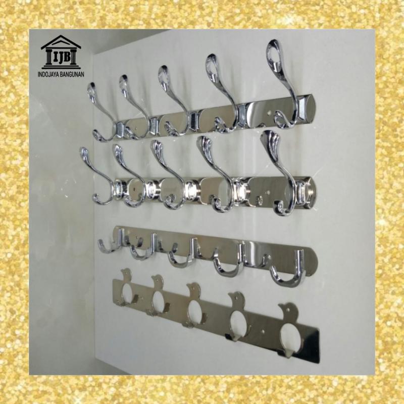 Kapstok Stainless / Gantungan Baju Dinding Kamar Mandi Chrome 45 cm 0