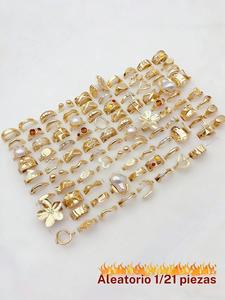 Conjunto de anillos vintage elegantes para mujer, diseño floral y de perla falsa, perfectos para uso diario, fiestas, bodas, serie de joyería otoño invierno
