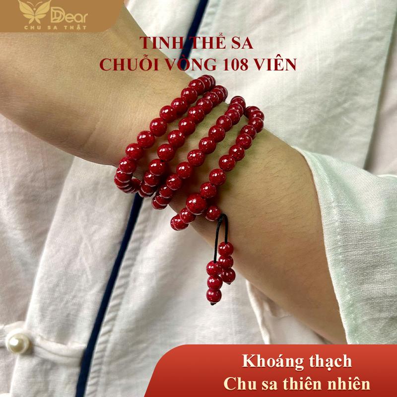  Vòng Chu Sa Tinh Thể Sa 108 Viên thêm phụ kiện 6 Châu Trang Sức Đá Quý Cao Cấp Chu Sa Tự Nhiên Phong Cách Thanh Lịch Phù Hợp Đeo Hằng Ngày Hàng Mới Về Xu Hướng Tiktok Dear Fashion Jewelry 