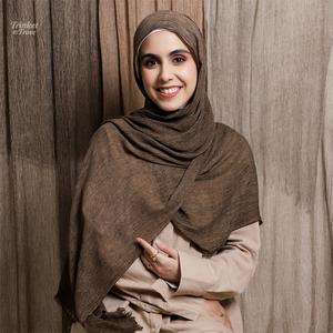 Tudung kepala campuran kapas dan modal gaya baru fesyen, selendang panjang yang bernafas untuk wanita Muslim Bawal