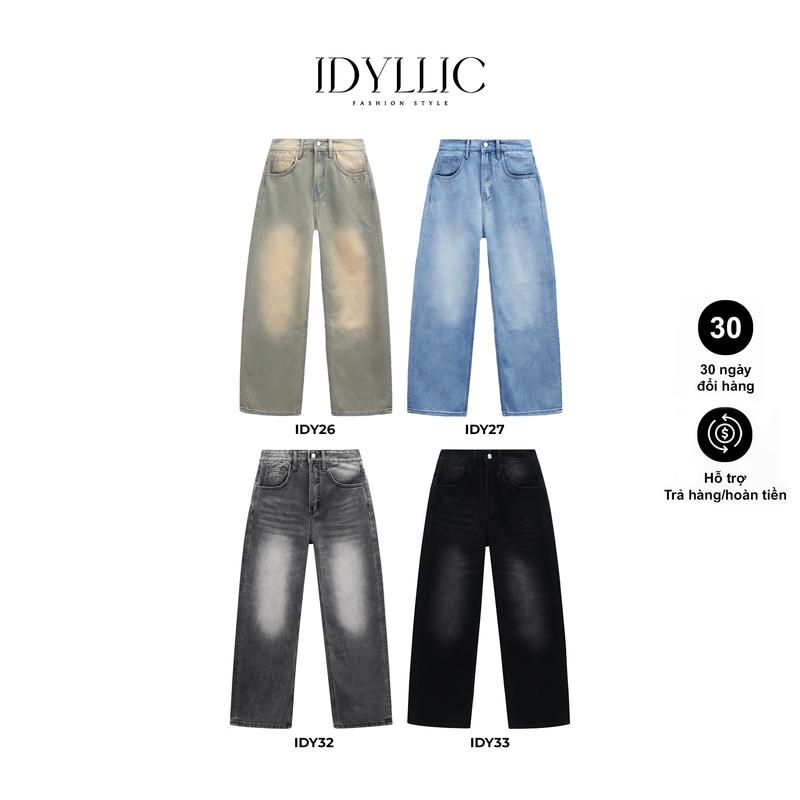   IDYLLIC - MỚI RA MẮT  Bộ Sưu Tập Quần jean nam nữ unisex ống suông rộng thời trang màu hot trend IDY26 IDY27 ,IDY32 IDY33 cotton dày dặn Menswear Cotton Pants - Chất Rin Cotton Thoáng Mát 