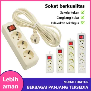 DDAILYLIFE Stop Kontak 2/3/4/5 Lubang 1.5/3/5 Meter Colokan Listrik