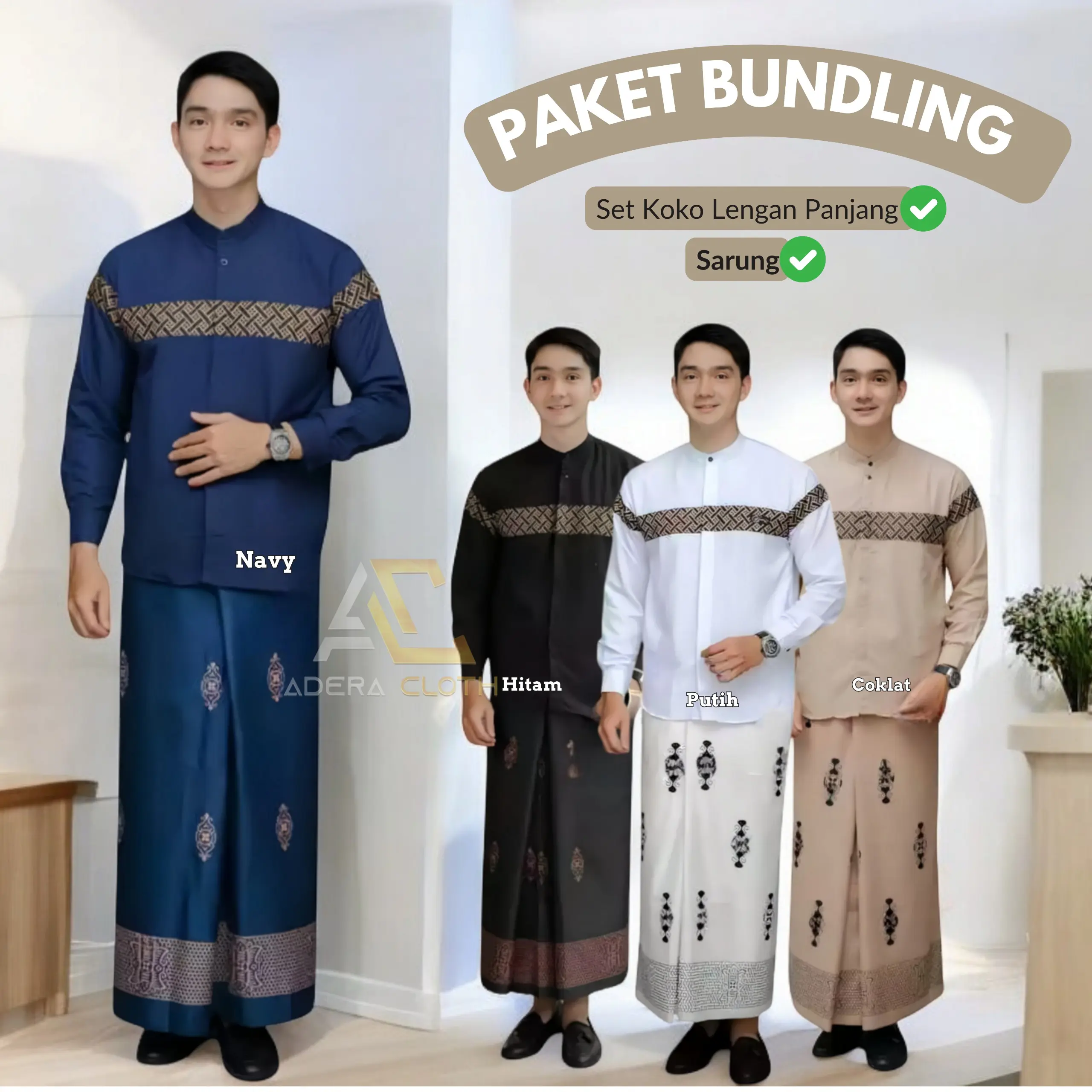 PAKET HEMAT SARUNG KOKO - SARKO KOBATA - SET SARUNG DAN BAJU KOKO KOBATA LENGAN PANJANG - SET SARKO KOBATA PRIA