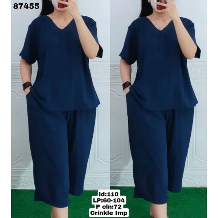 Setelan Andin Crinkle Terbaru Jumbo Wanita Airflow - Baju Celana Airflow 1