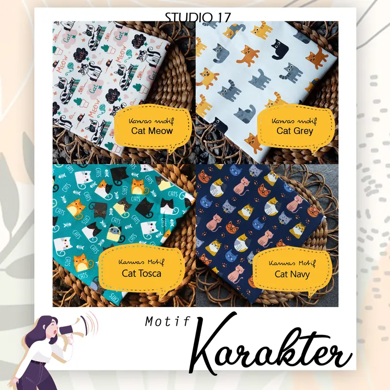 Kain Kanvas Motif Size 100cm x 50cm Bermotif Karakter 6