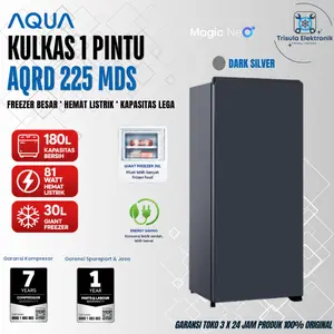Aqua Kulkas AQRD 225 MDS/MLS Lemari Es Double Freezer 180 Liter Low Watt Kapasitas Besar - Auto Defrost