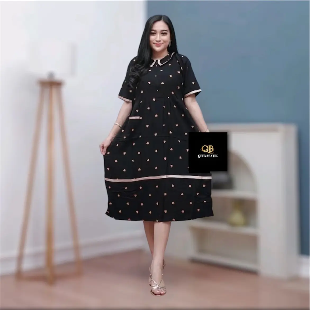 Daster Chibi Love Viral Terbaru Rayon Grade A Premium Bumil Busui Resleting - All Size