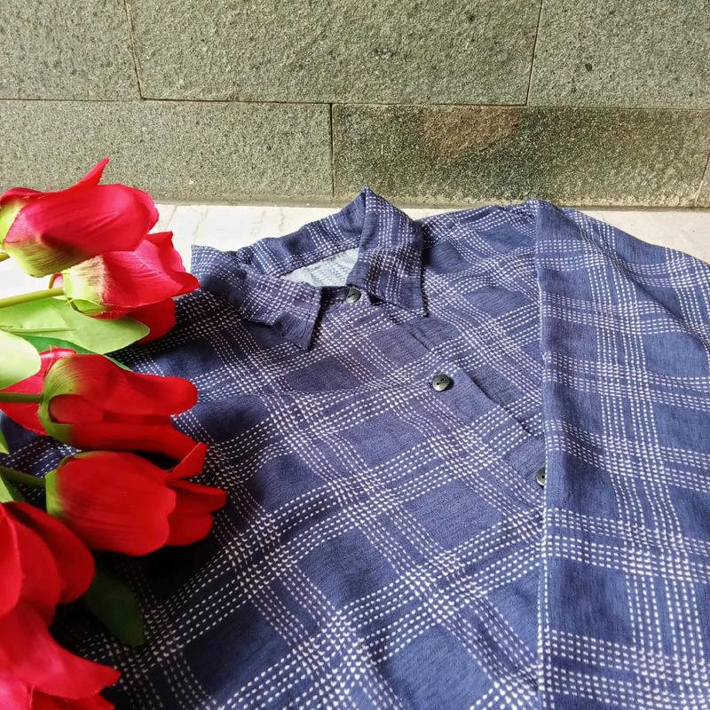 Kemeja Kotak wanita Kerah Rayon Motif Nyaman 3