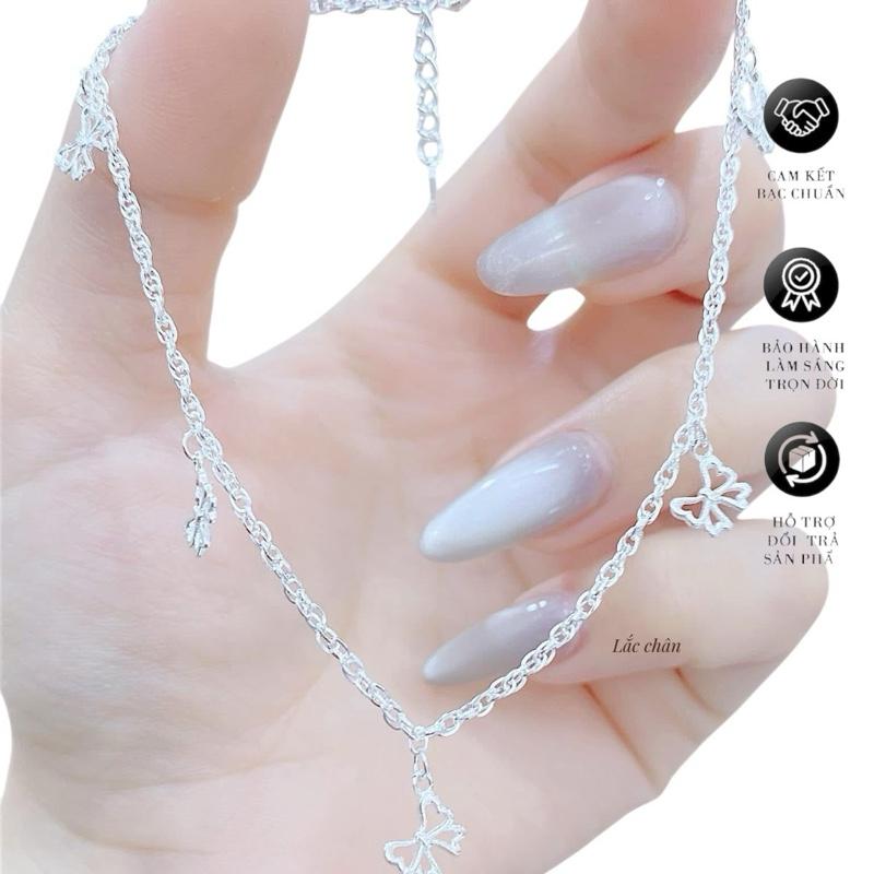  Lắc chân SK046 lắc chân xoắn bi nơ thủng dày dặn cá tính thanh lịch  Bạc ta LoPa 