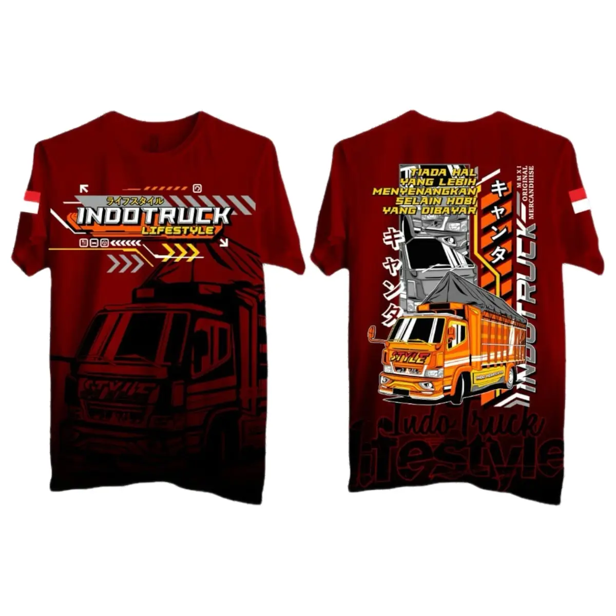 Kaos Indo Truck Cotton Combad 24s Leher O-neck Casual Sablon Plastisol High Quality