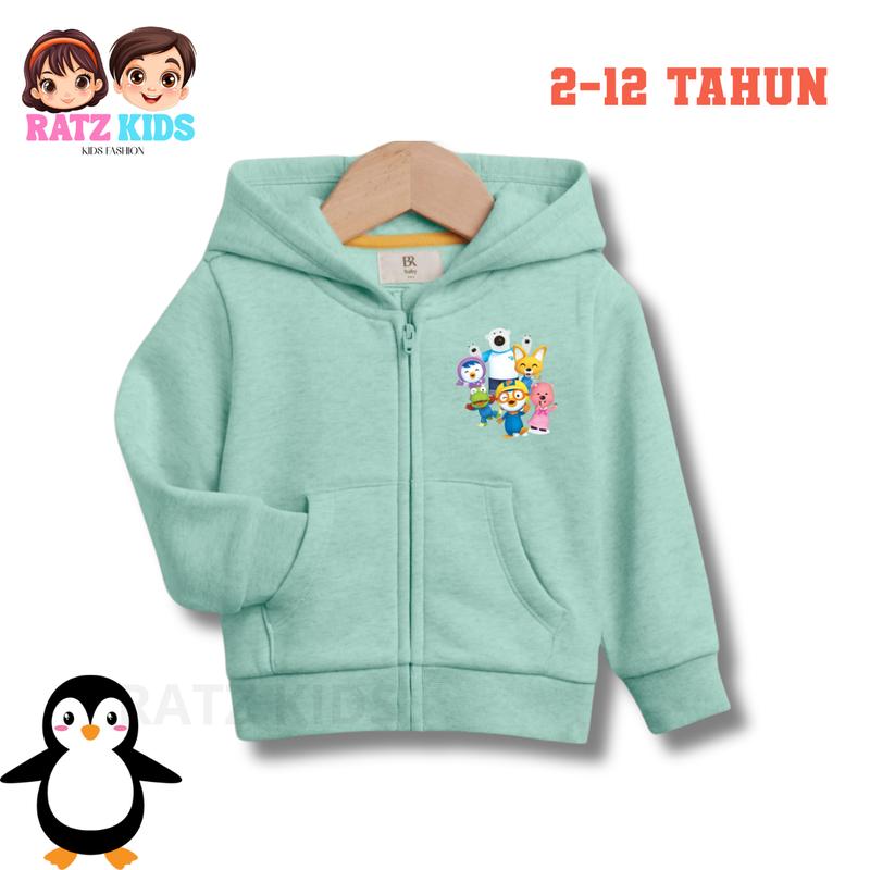 RATZ.KIDS - Jaket Sweater Hoodie Anak Model Terbaru Zipper Gambar Pororo by Ratz Kids - Usia 1-12 Tahun - Anak-Anak 0