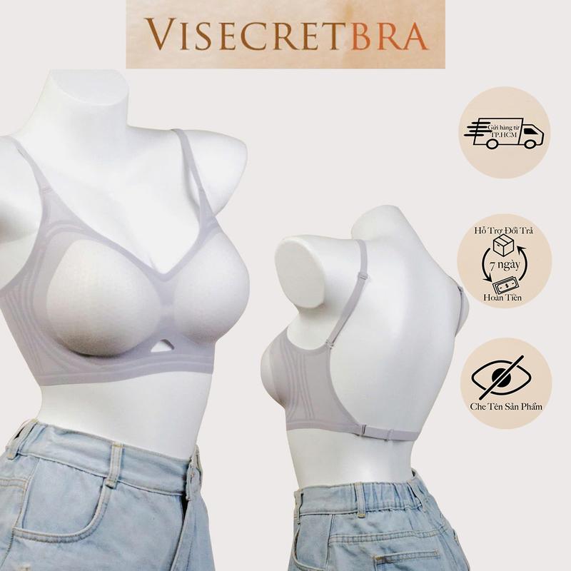 2 - VN240856 -- Women Nữ Áo Lót Bra Su Có Đệm Mút Nâng Ngực Mỏng Mịn Không Lộ Viền Không Gọng Hở Lưng Voi