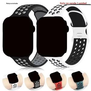 Correa de reloj deportiva de silicona con agujeros transpirables, suave para Apple Watch Band 44mm 49mm 45mm 40mm 41mm 38mm 42mm 46mm, iWatch Series 8 SE 7 6 5 9 10 Ultra, Wearable