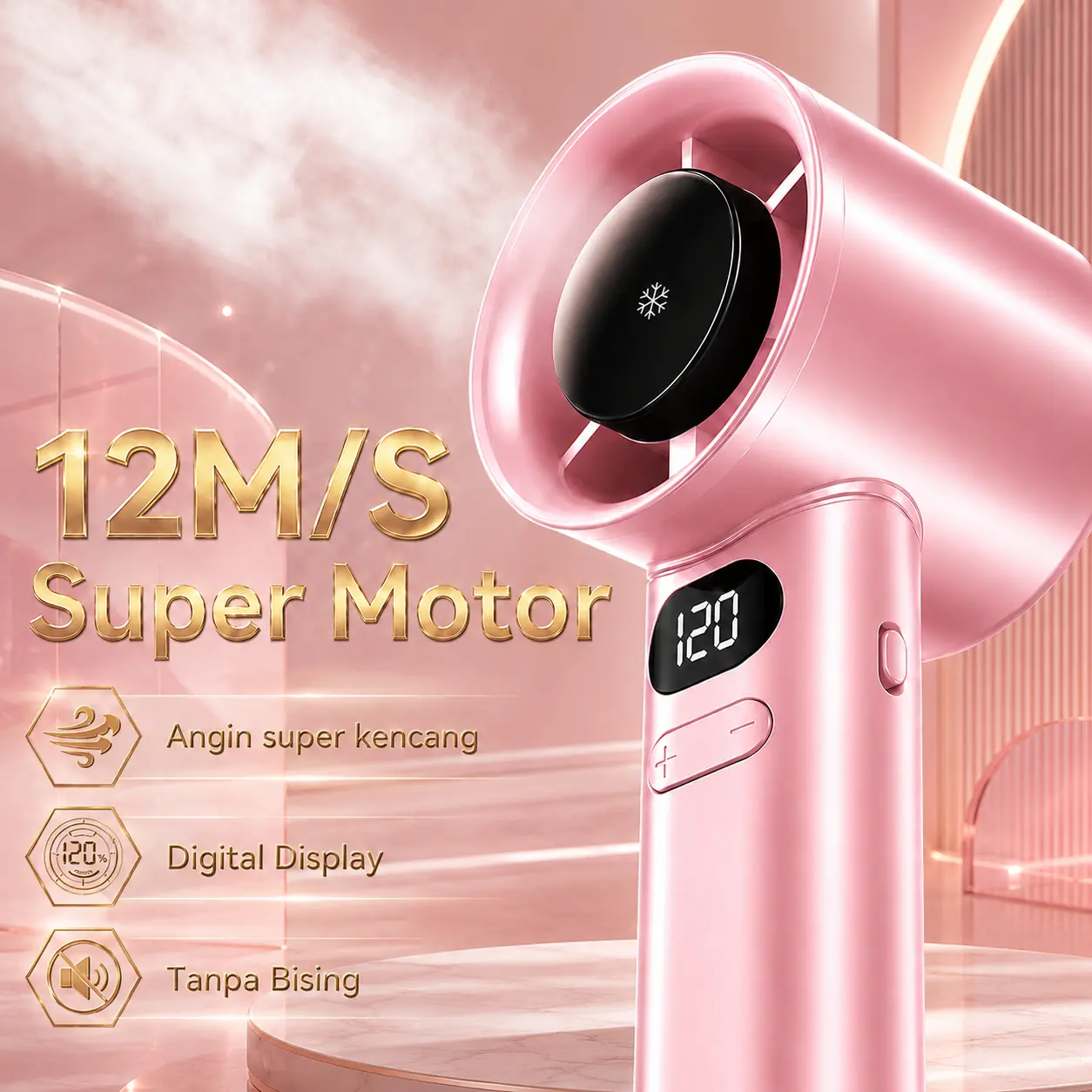 COD Kipas An Mini Portable Genggam Lipat Pendin AC 12C An Super Kencang Tur Silent USB Rechargeable Baterai 72 Jam Ringan Po et Fan Indoor Outdoor Kipas rna aron - Hitam-Tahan 24 Jam