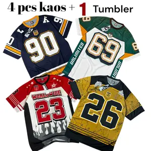 PAKET 4 Pcs + ( 1 TUMBLER )100 ribu Kaos Jersey Milano Unisex Oversize Number Jersey Dryfit Milano Vintage Brazil Full Printing Sublimasi Stretewear Retro Viral Bahan Jersey Milano 24 Warna Mix M L XL XXL Sport Olahraga Pria Wanita Baju