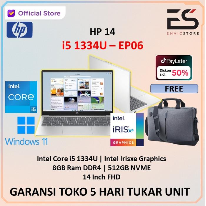 Gambar HP 14 CORE I5 1334 16GB 512GB W11 OHS 14" FHD BLIT COPILOT dari ENVICSTORE Kota Administrasi Jakarta Utara Tokopedia