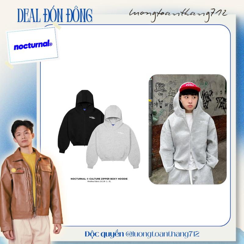 Độc Quyền @luongtoanthang712 Áo Khoác Hoodie Zip Form Boxy NOCTURNAL Culture Zipper Boxy Hoodie Hindless Fabric 2.0 Nam Nữ Unisex Local Brand