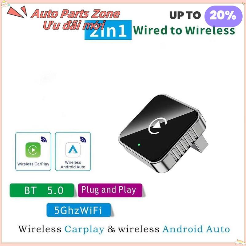 Auto Parts Zone Mới 2 trong 1 Bộ chuyển đổi CarPlay Android Auto Có dây sang…