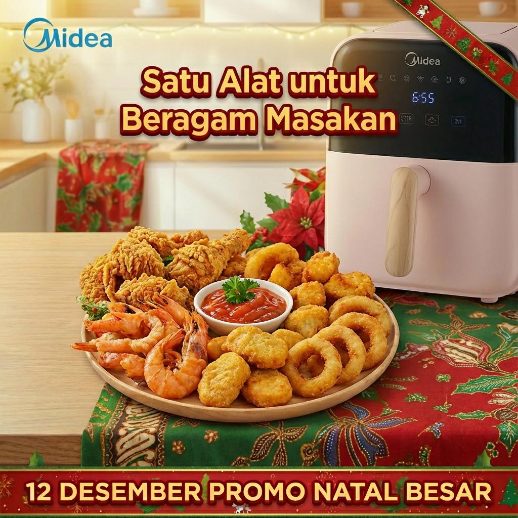 【Promo Ramadan】Midea Air Fryer 650W Hemat Energi Kapasitas Besar 4L Menggoreng Sehat Tanpa Minyak Kontrol Layar LED Timer Aman GARANSI 1 TAHUN
