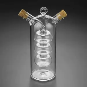 2-In-1 Lapisan Ganda Botol Saus Minyak Cuka Botol Kaca Bumbu Disegel Botol Penyimpanan Dapur Guci Alat Dapur Primal HIKUUI Botol Minyak Ganda 2 in 1 Double Layer Bottle 150ml 5oz - HI150