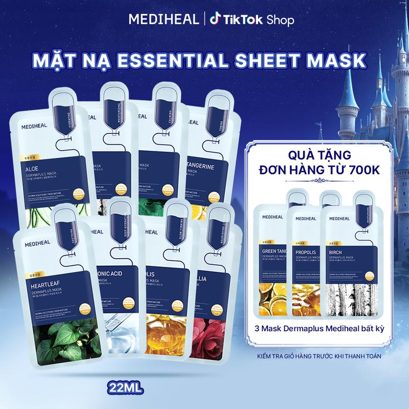 MEDIHEAL Mặt Nạ Dermaplus Sheet Mask - Dưỡng Ẩm, Hỗ Trợ Chăm Sóc Da Chuyên Sâu 22ml (Lẻ 1 miếng) - FS