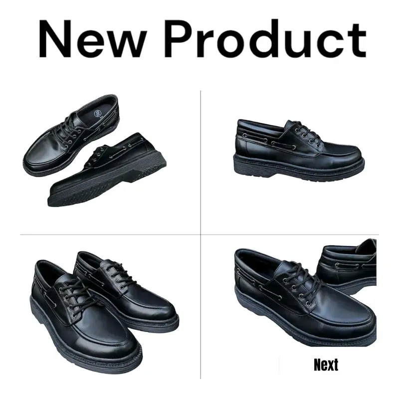 Sepatu Pantofel Pria/BG 005/Empat hole kerja Skena  Star boy terbaru/Sepatu Dokmart Kulit Sintetis premium Karet Shoes Hitam Black 5