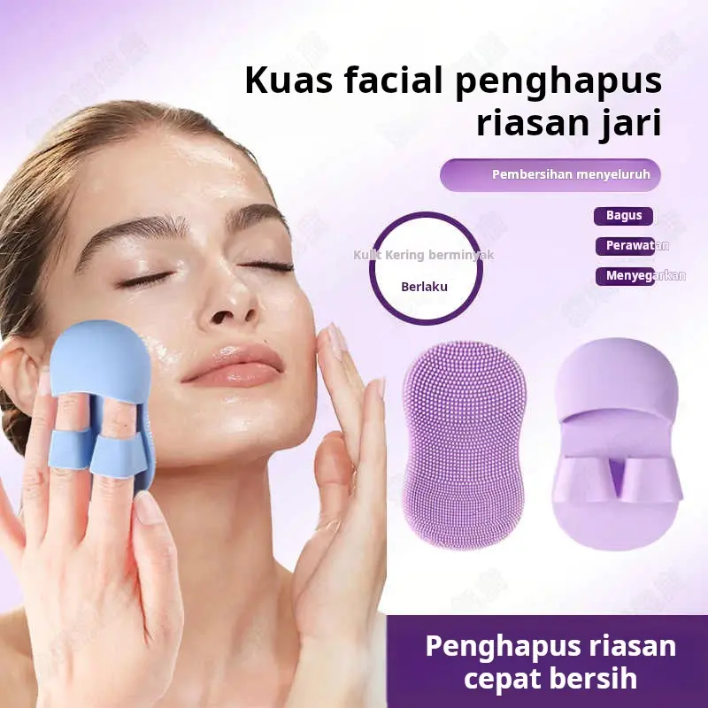 Sikat cuci muka jari mini untuk membersihkan pori-pori sikat artefak pembersih wajah silikon jenis sabun pijat lembut untuk menghilangkan komedo wajah