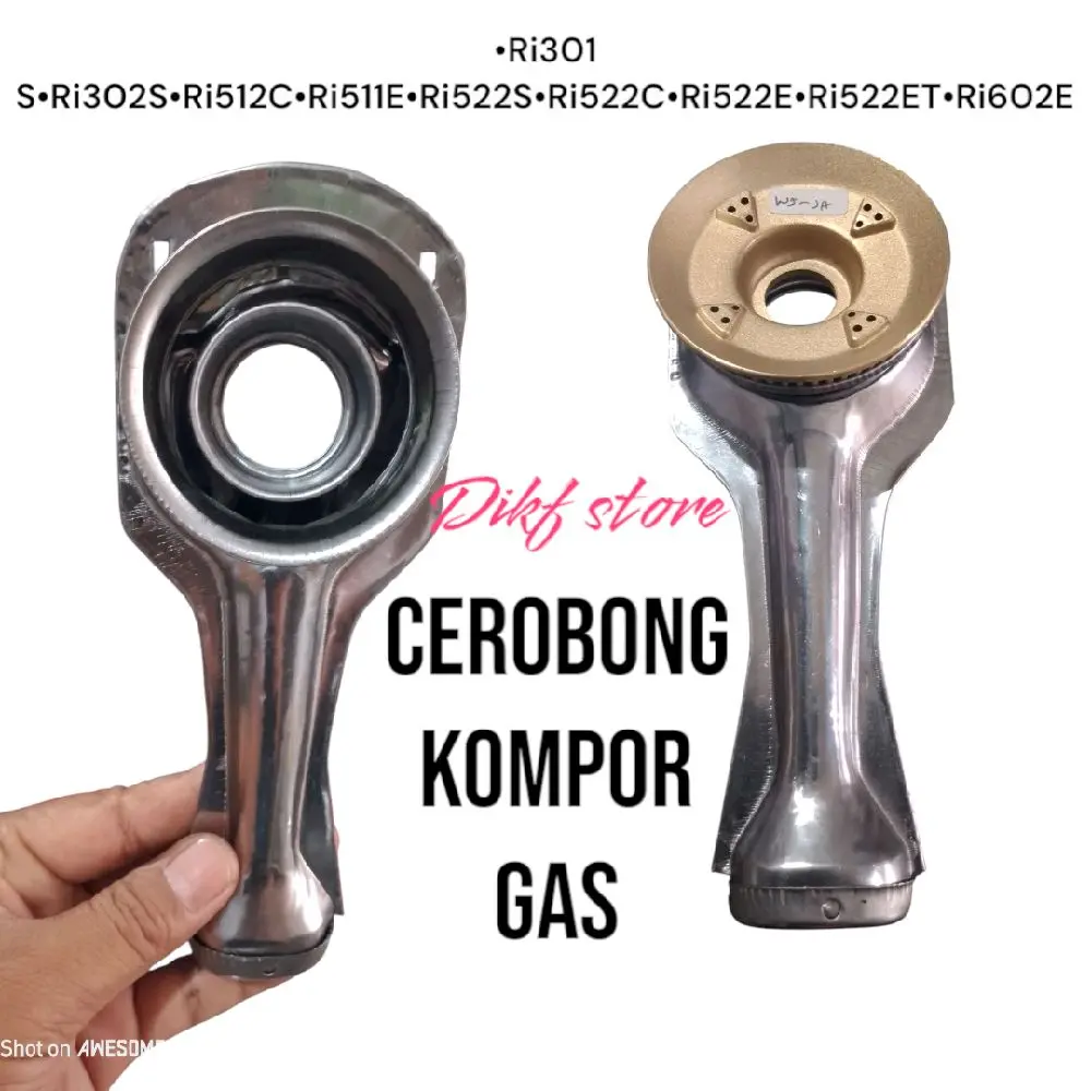 1SET PERALATAN KOMPOR GAS CEROBONG STAINLESS +BURNER UNIVERSAL Ri511E Ri522C Ri302S Tungku Burner kuningan