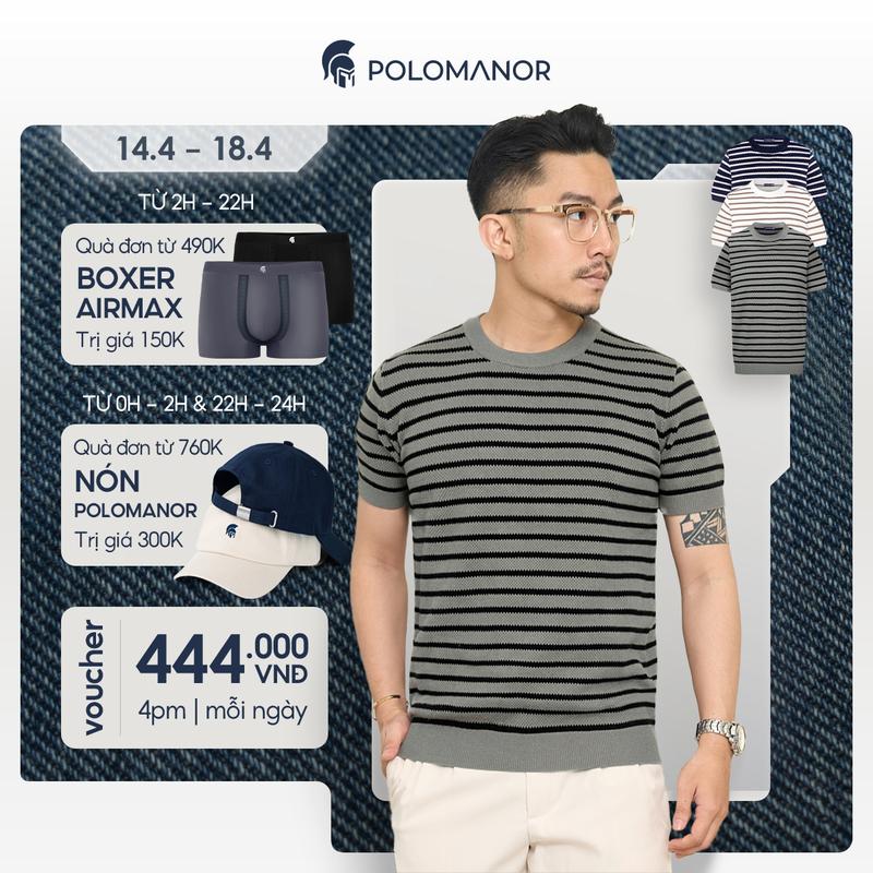 Áo thun nam cổ tròn cao cấp HORIZ, BST FALL WINTER, vải dệt kim, sang trọng - POLOMANOR