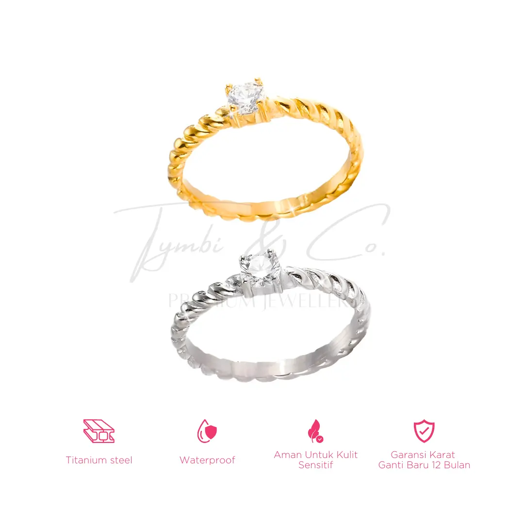 Tymbi&o - Bella Ring | Cincin Permata Titanium Anti Karat (BELI 3 GRATIS 1) (BELI 3 GRATIS 1 GIFT)