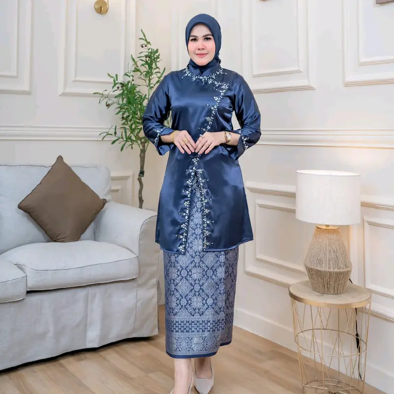 SETELAN TUNIK KAMARI PAYET MUTIARA PESTA WISUDA Formal Lembut Muslim 4