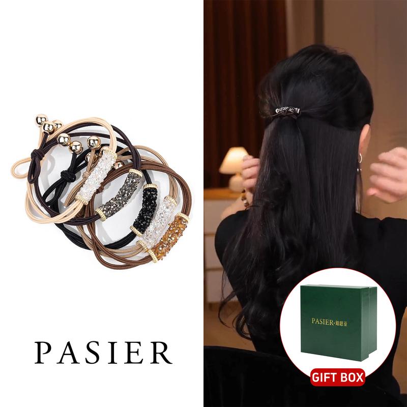 Dây Buộc Tóc Đen PASIER Đơn Giản và Thanh Lịch Được Làm Từ Hộp Quà Tặng Phong Cách và Dễ Phối Đồ Độ Co Giãn Cao Phù Hợp Cho Người Nổi Tiếng Trên Internet Màu Đen FL284