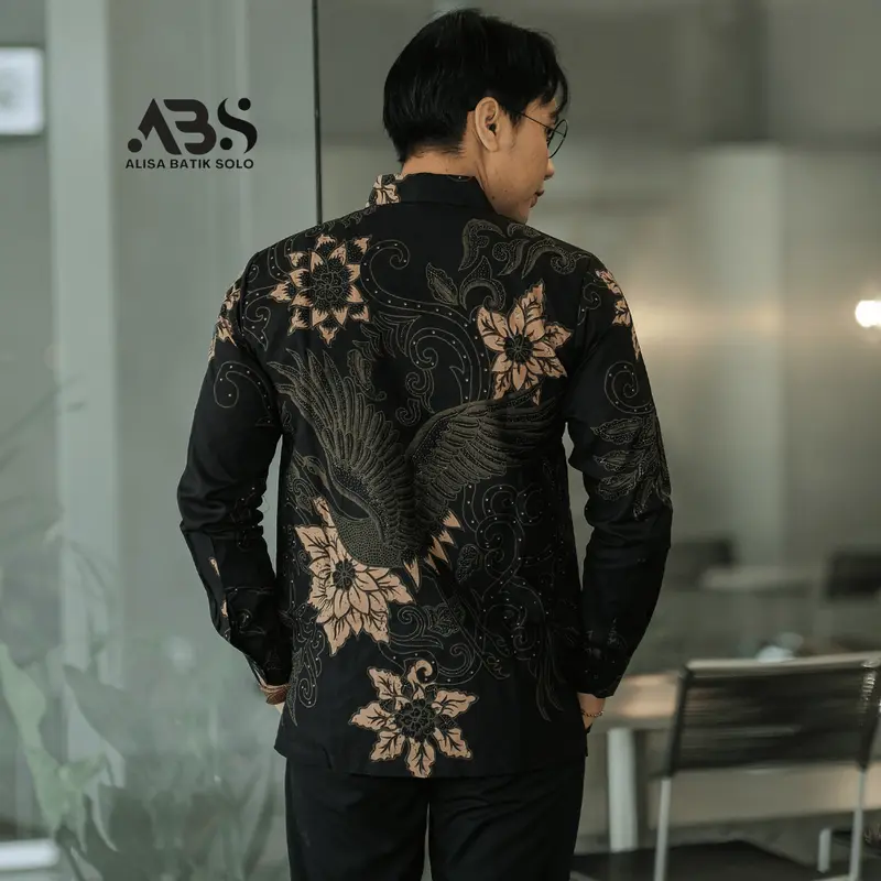 ALISA BATIK SOLO | Motif Meliwis Hitam Kemeja Batik Solo Pria Lengan Tangan Panjang  Nyaman Modern Premium Full Furing Katun Prima Baju Fit Kain Katun Slim 2