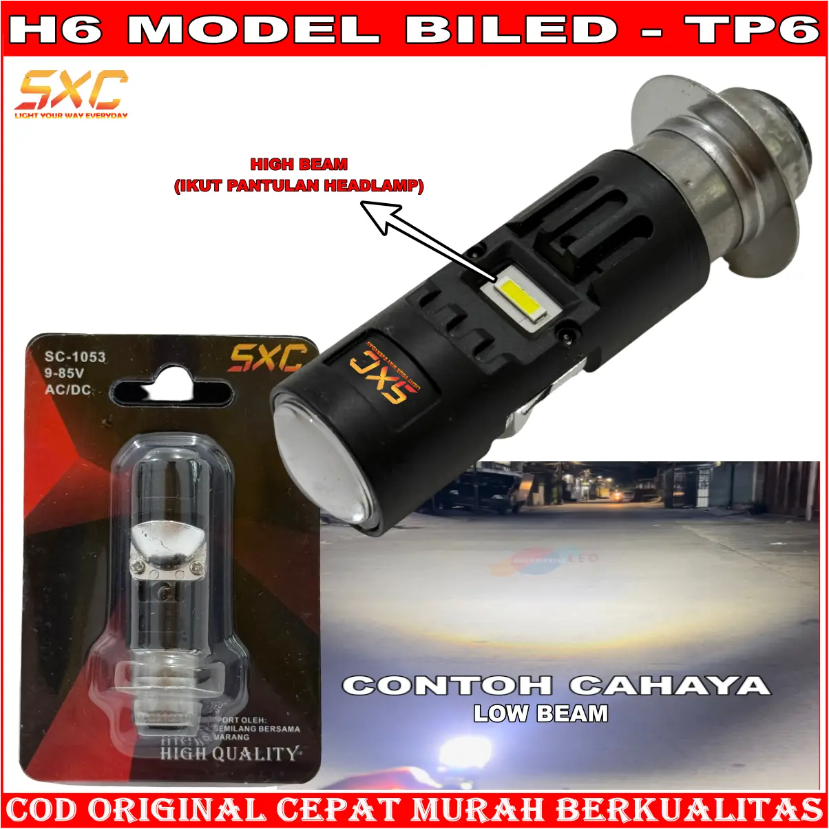 ORIGINAL NEW LAMPU H6 BILED ALA ALA TP6 H6 LED PROJECTOR UNIVERSAL H6 LAMPU MOTOR M8C