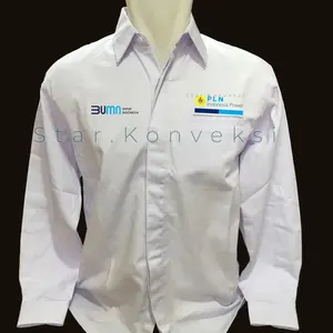 Seragam Kemeja PDH Baju Indonesia Power PLN Indonesia Power BUMN PLN Indonesia Power Lengan Pendek Lengan Panjang Warna Navy Biru Dongker Putih Pria Laki-Laki Wanita Perempuan Bordir Komputer Bagus Terbaru Lengan Pendek Lengan Panjang