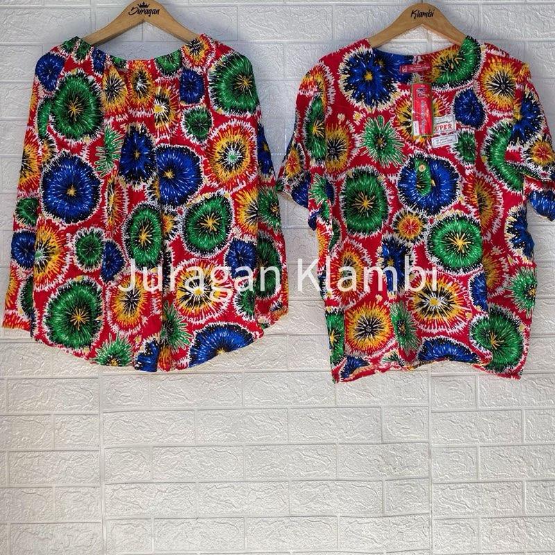 SETELAN MAXI L4 LD 140 SUPER JUMBO KENCANA UNGU LABEL MERAH Setelan jumbo bunga Lengan pendek Cantik Motif 9