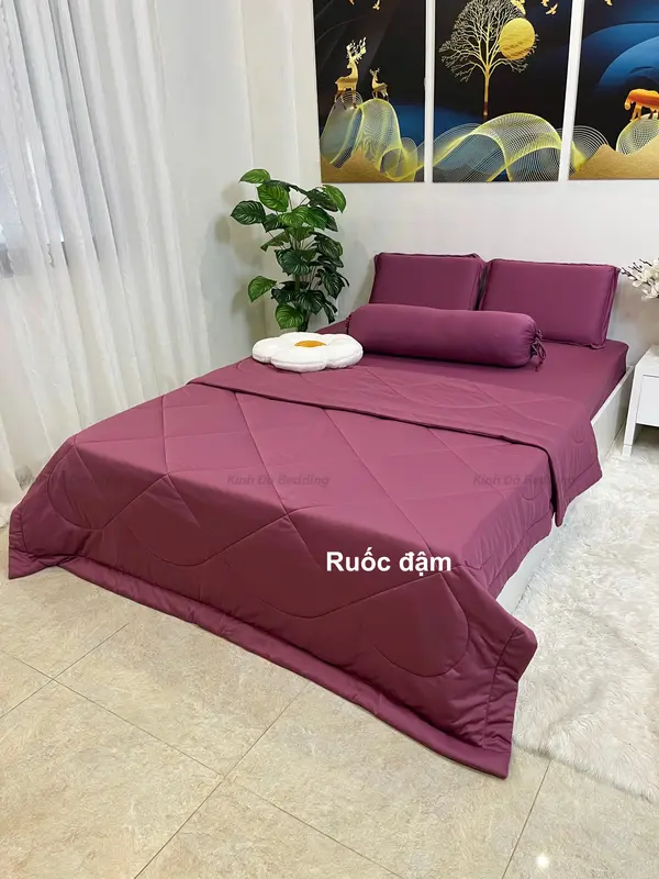 Bộ ga thun lạnh có mền 5 món đẹp decor phòng - Thun Silk - đủ size drap giường 1m4 1m6 1m8 chăn gòn cao cấp 6