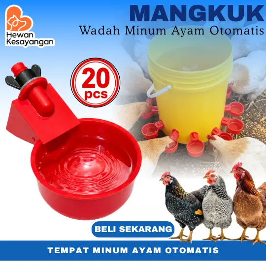 Paket 20 Pcs Mangkuk Tempat Minum Unggas Otomatis Nipple Drinker Ayam Bebek Plastik