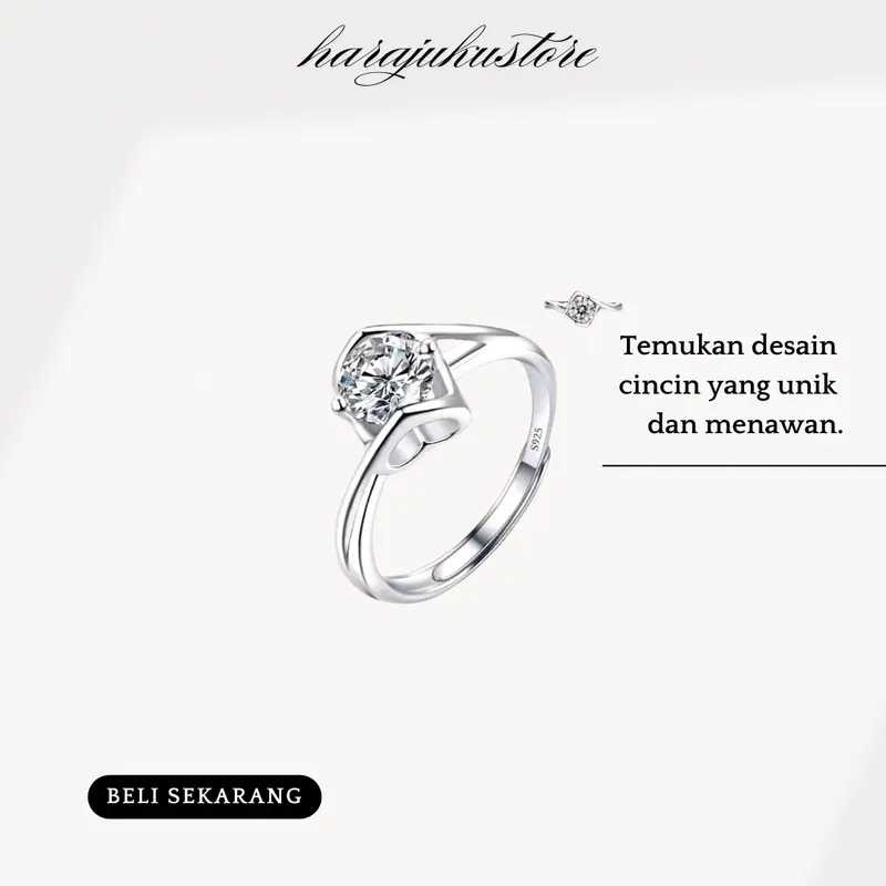 HARAJUKU cincin wanita moissanite KOREANSTYLE adjustable HIGH PREMIUM/ANTI KARAT (BISA COD) 4