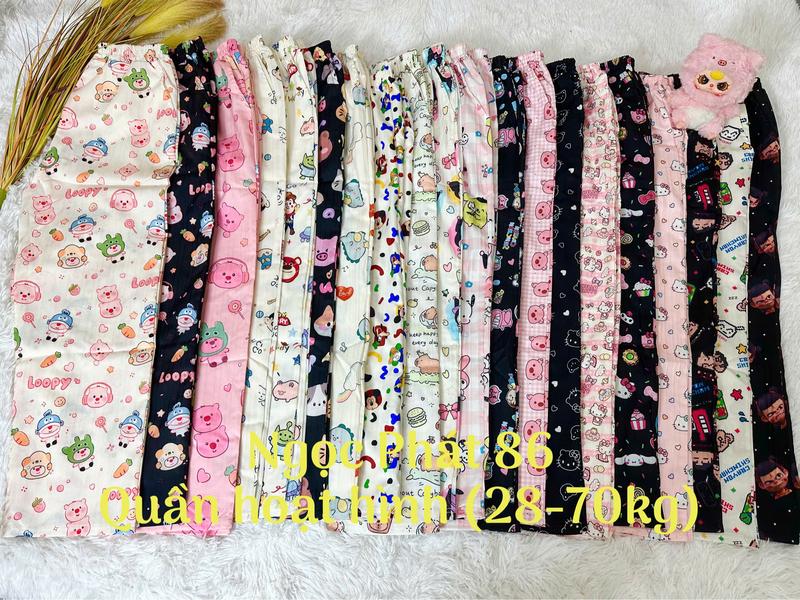 Quần hoạt  hình ống suông rộng chất  đũi gân trẻ  trung năng động dễ mặc  cho các  bạn  nữ Women Ong Sen Voan Pants