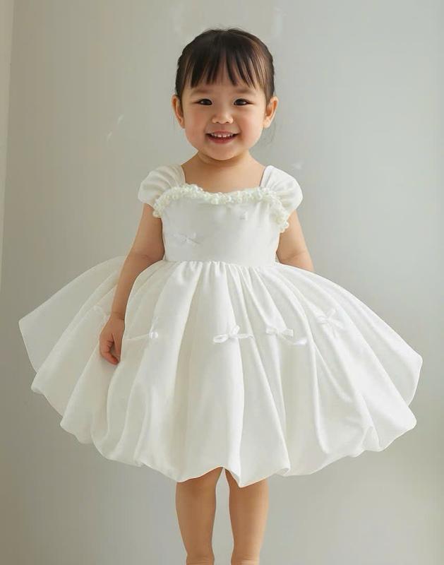 Váy bí vai hến cho bé gái chụp hình studio  ( kèm cài) váy  xinh đồ  tết