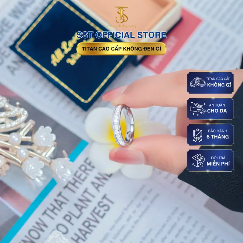 Nhẫn nữ đính đá full vòng sáng lấp lánh | Titan không đen gỉ | SST Official Store N17 3