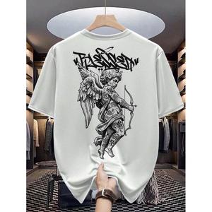 Camiseta Playera Unisex con estampado en espalda, Tela Suave Cuello Redondo Manga Corta Ajuste Regular Diseño Angel blessed ,iIdeal para Todas las Ocasiones