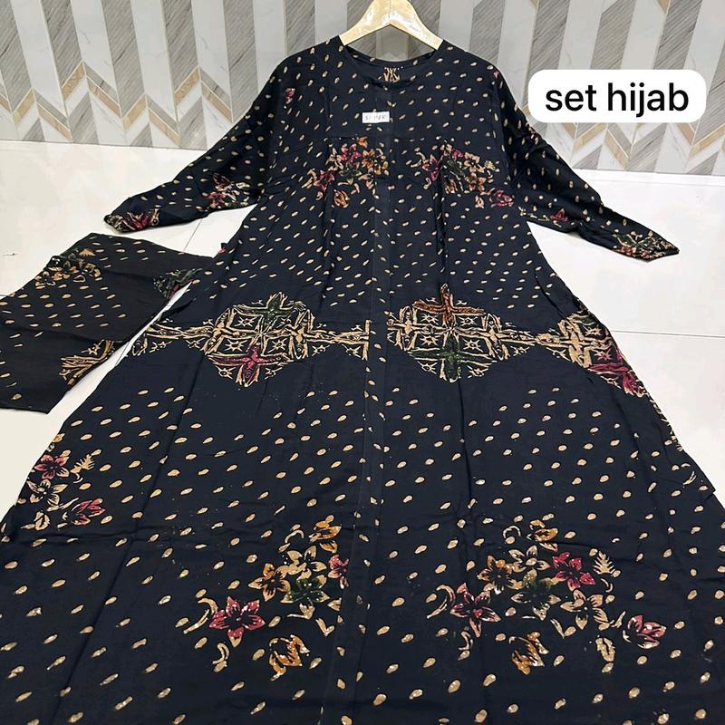 gamis set hijab sogan pom pom terbaru terbestseller 3