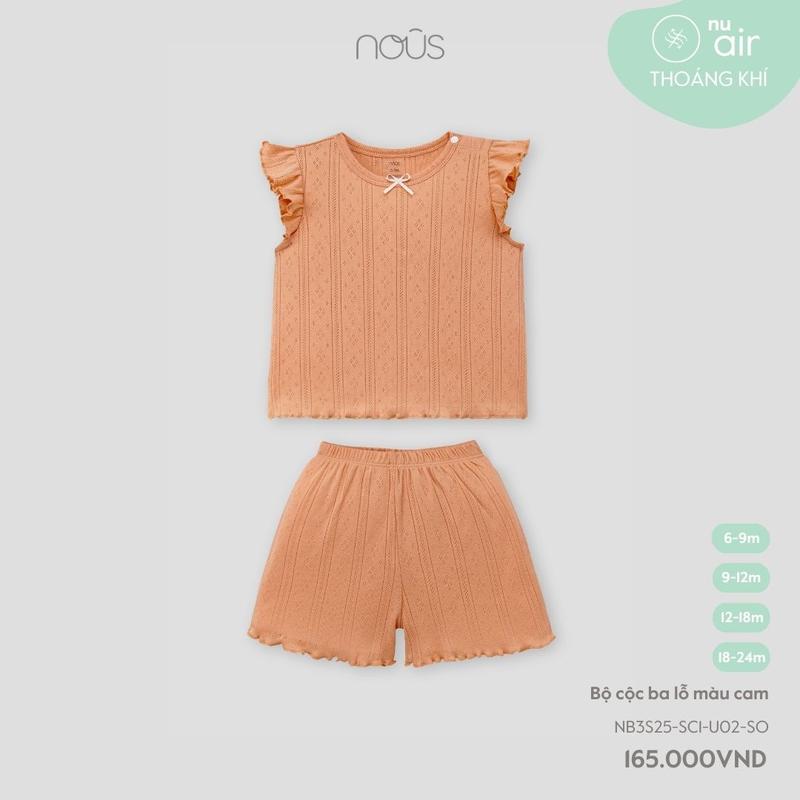 [KOL Nous Baby] Bộ cộc ba lỗ nhiều màu, chất liệu co giãn, thấm hút tốt dành cho bé gái (7-13kg) BST T4